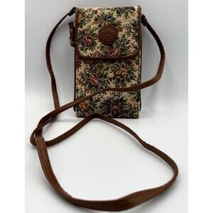 Vintage Mitzi Beige Floral Tapestry Small Crossbody/Hand Bag